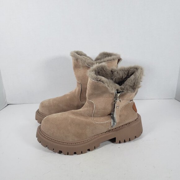 BOOTS NWOT WOMEN'S F & 8 FASHION CLASSICS FUR LINED TAN SIZE 7.5 - Picture 5 of 10